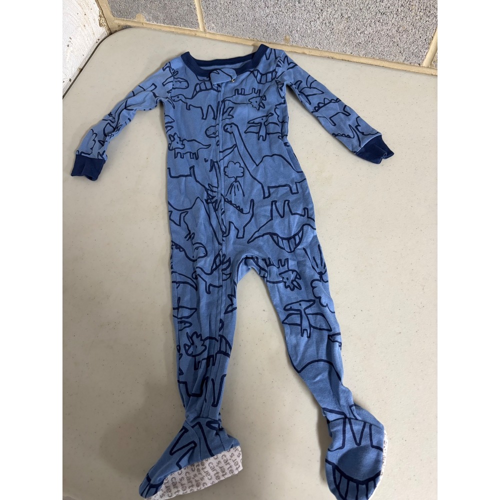 Carter's Blue Dinosaur Footed Pajamas Sleepsuit 12 Months